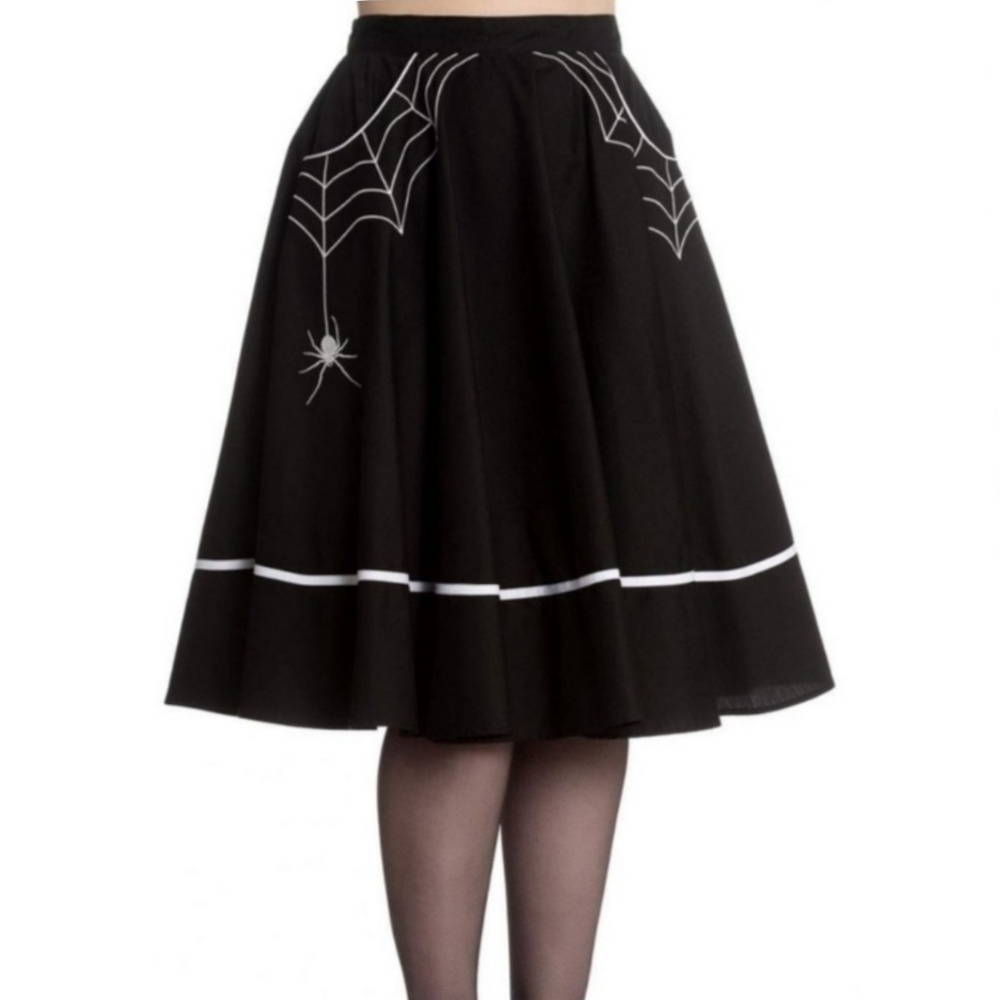 Hell Bunny Miss Muffet Black Spider Web Skirt